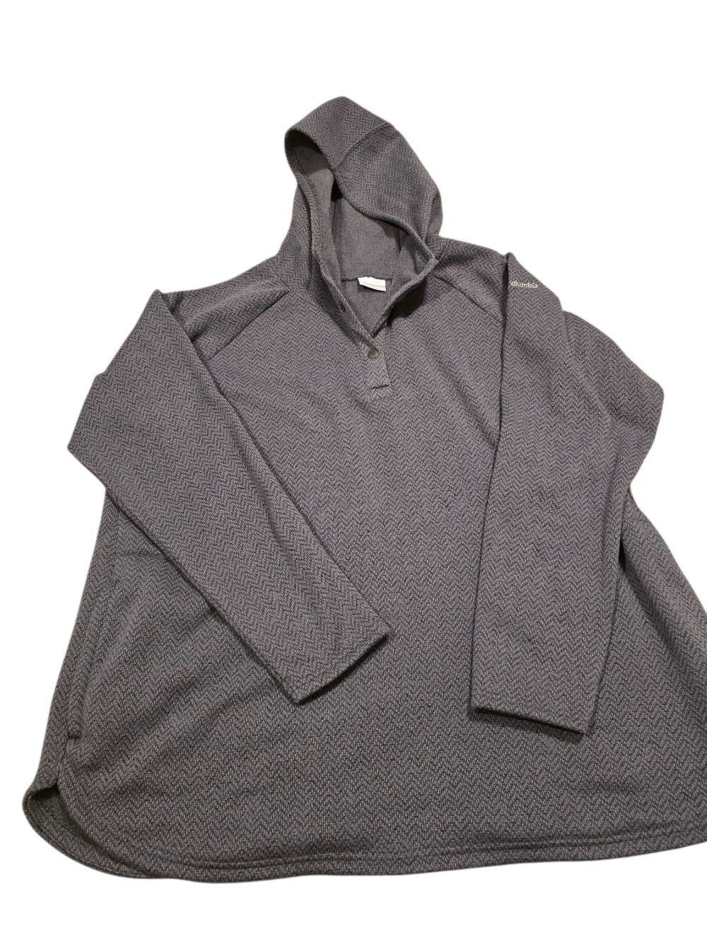 Columbia Women's 3X Fleece Pullover 1/4 Button Like New Chevron Slate Gray